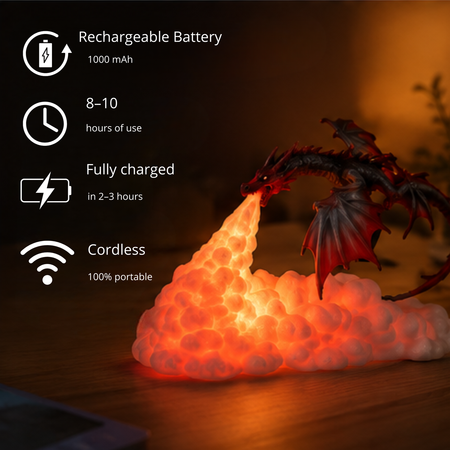 Lámpara Dragón de Fuego 3D — Edición Coleccionista Lumicraft